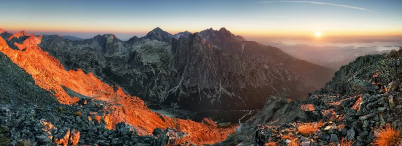 Ze Slavkovského štítu je pěkný výhled na masiv Gerlachovského štítu